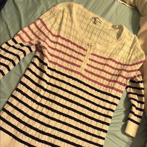 Croft & Barrow Striped Ribbed Blouse - Cream, Pink, Black